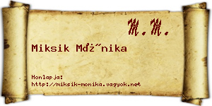 Miksik Mónika névjegykártya